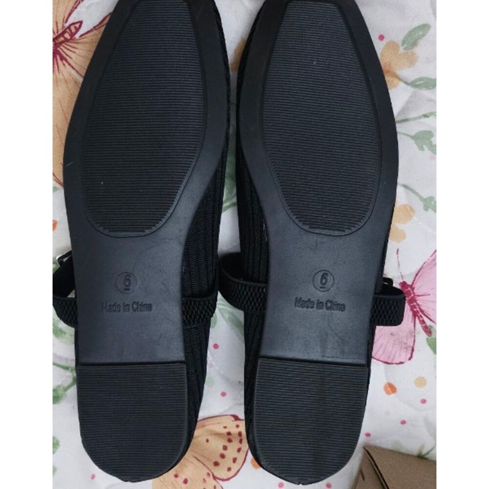Ck. MSRP $46 NWOB CELNEPHO BLACK RIBBED KNIT SQUARE TOE MARY JANE FLATS ♡SIZE 6♡ - Picture 6 of 9